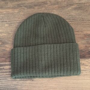 Pugs Olive Green Ribbed Knit Stocking Hat Beanie            C396